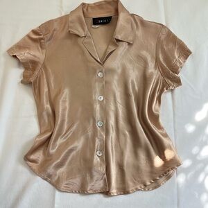 Silky Gold Button-Up Blouse